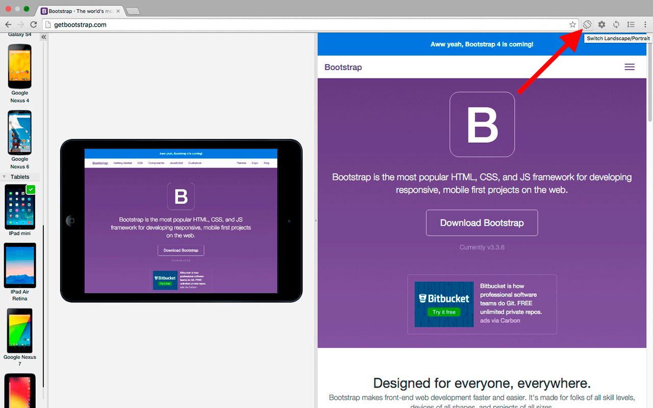 Rotate device in Blisk browser