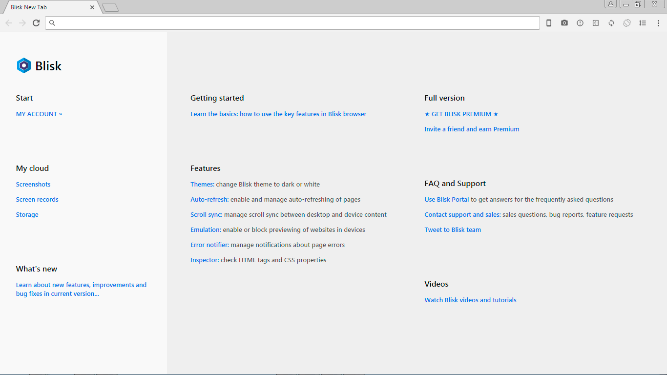 Updated New tab page