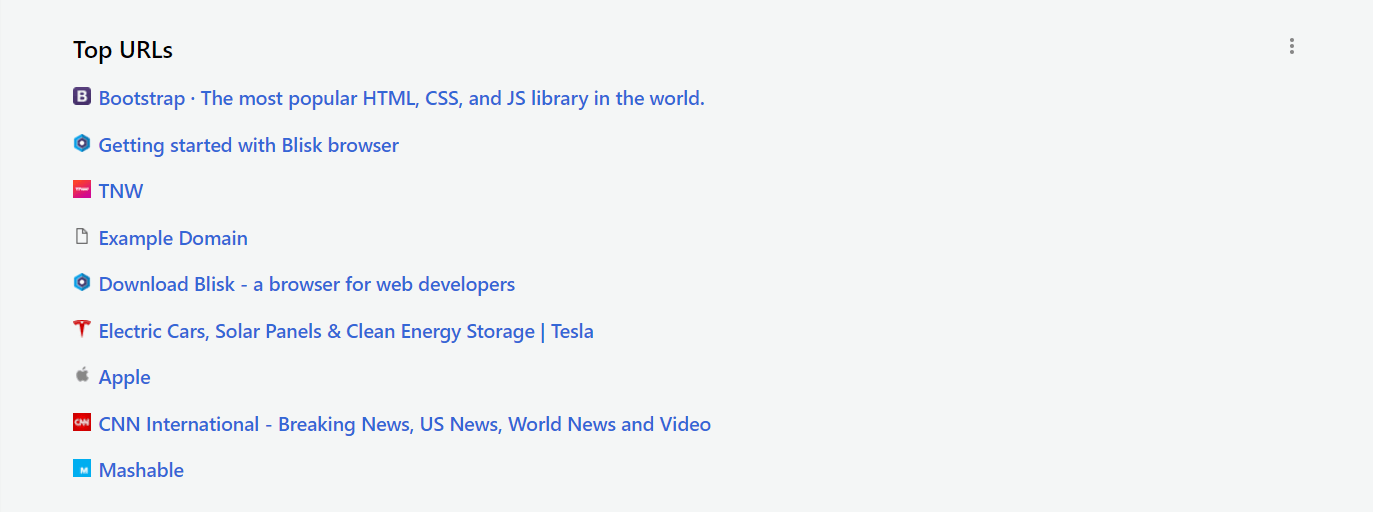 New Top URLs in Blisk v.11