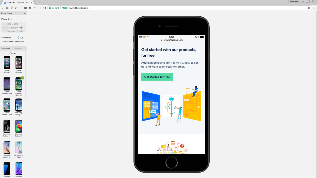 Mobile-only view in Blisk version 8