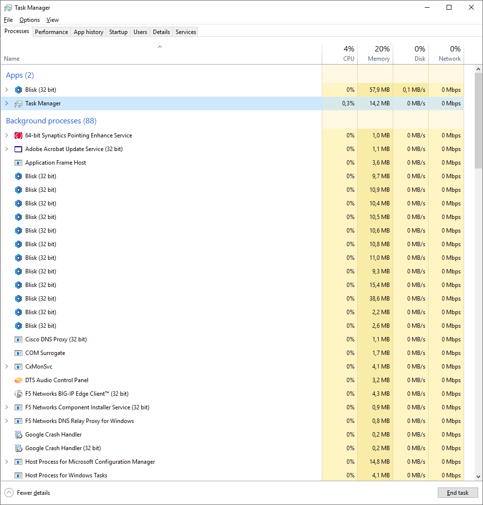 Task manager - Blisk version 7