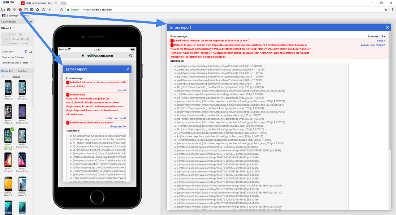 Blisk error reports - version 9