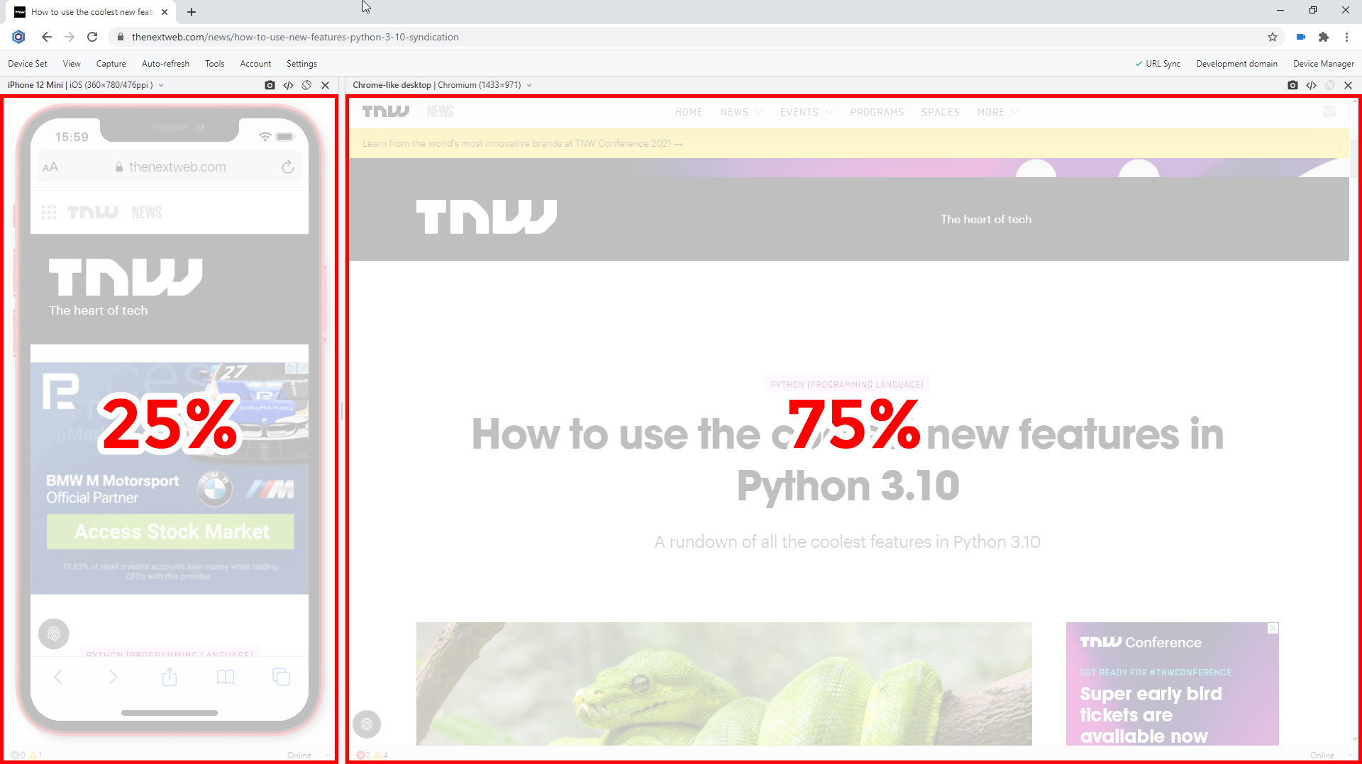 Auto width for Chrome-like view in Blisk v.16