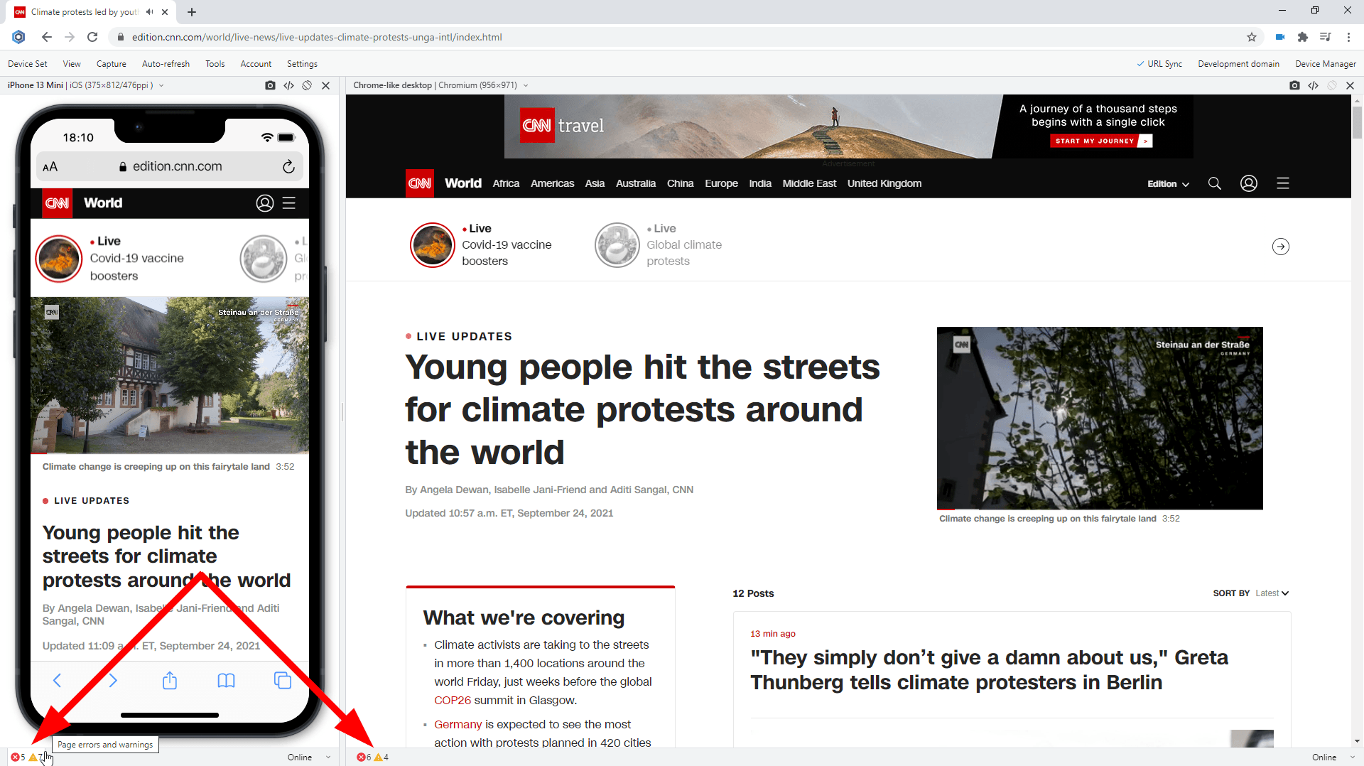 Test for webpage errors on iPhone 13-series