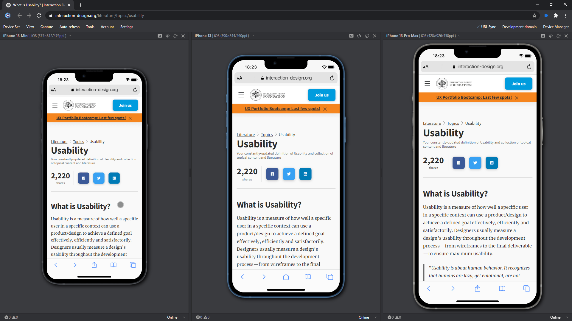 Usability test on iPhone 13-series