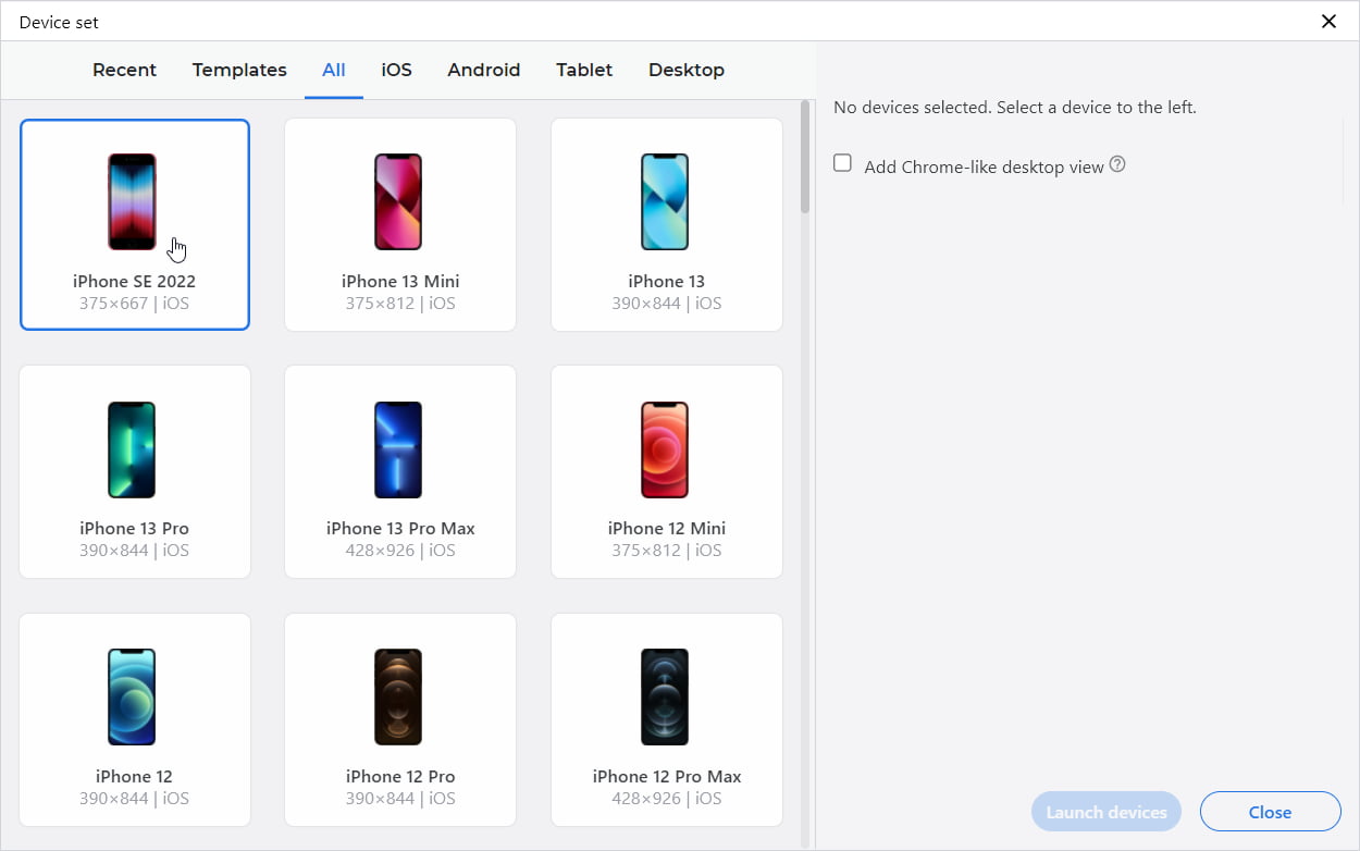 iPhone SE 2022 in Blisk 18.0.194.12