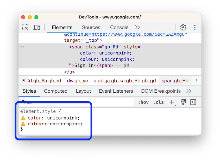 Invalid CSS properties and values