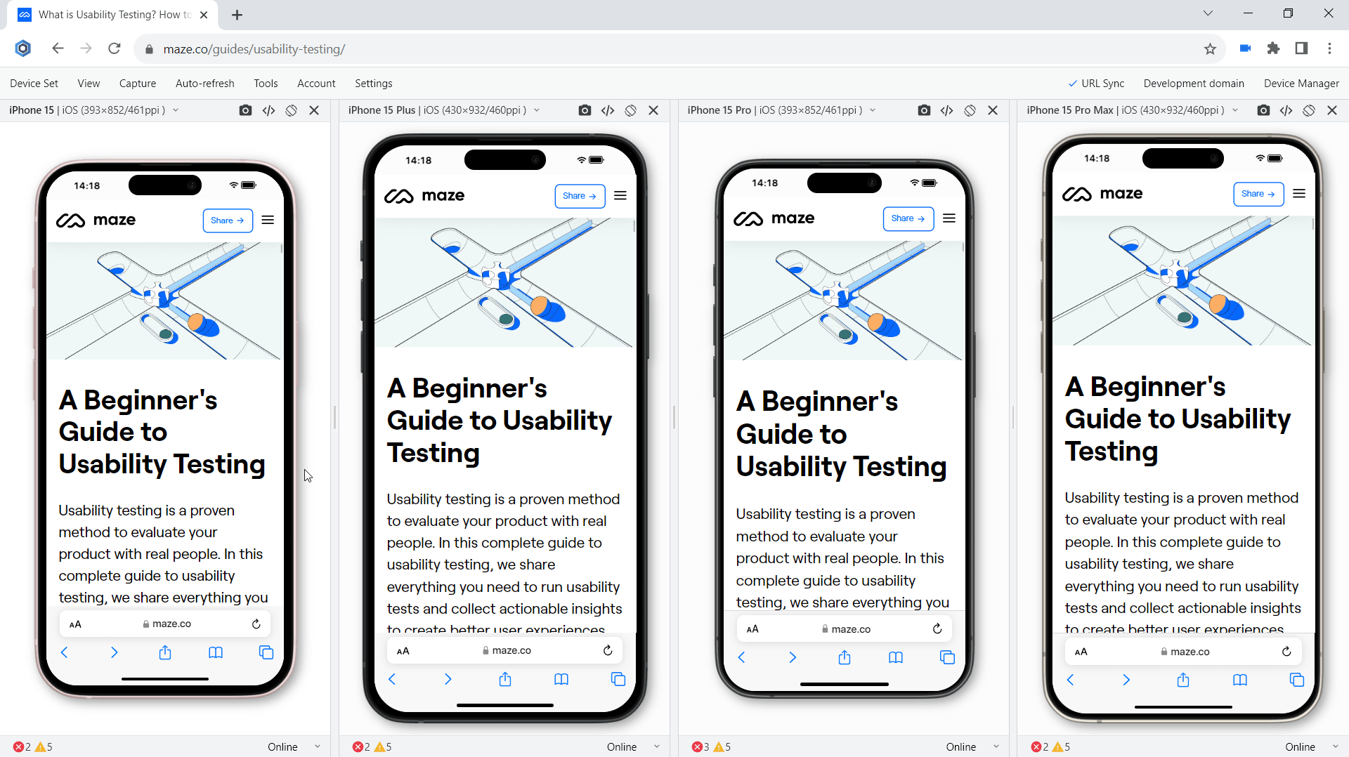 Usability test on iPhones 15 series
