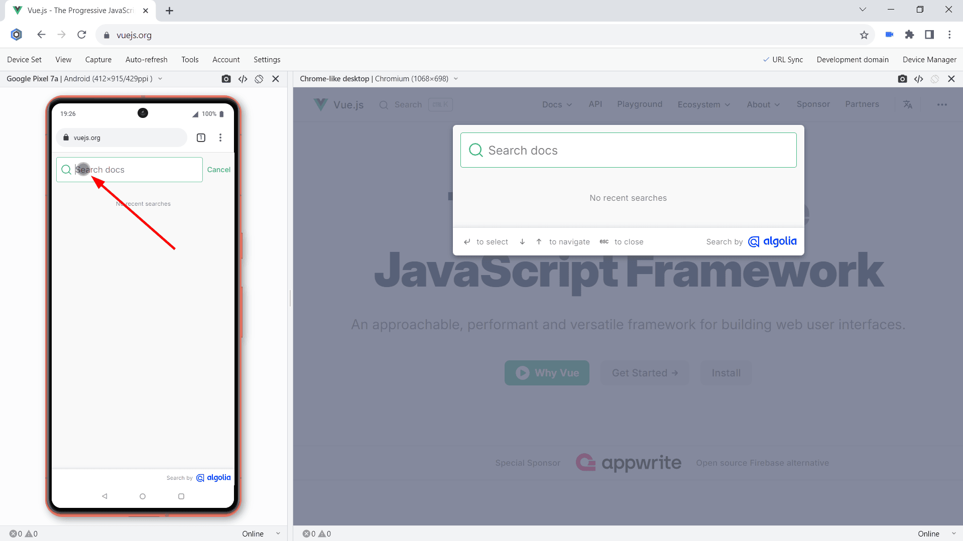Touch events test on Google Pixels 7-8 series