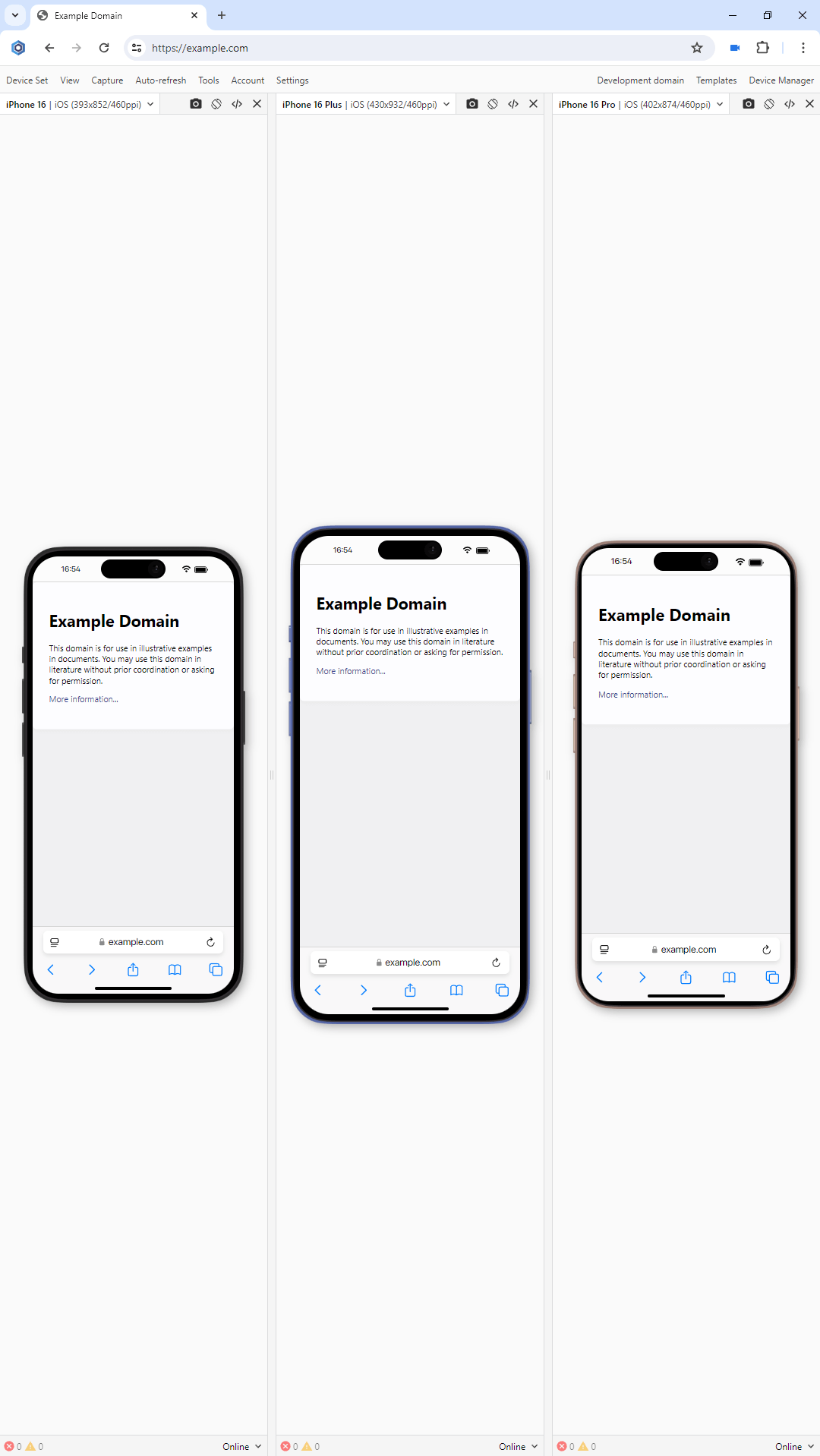 Before: horizontal direction of devices on a monitor with portrait mode