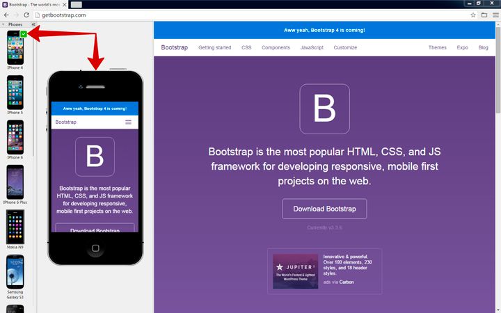 Blisk browser: how to change the device