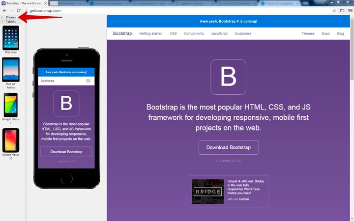 Button Blisk phones list toggler